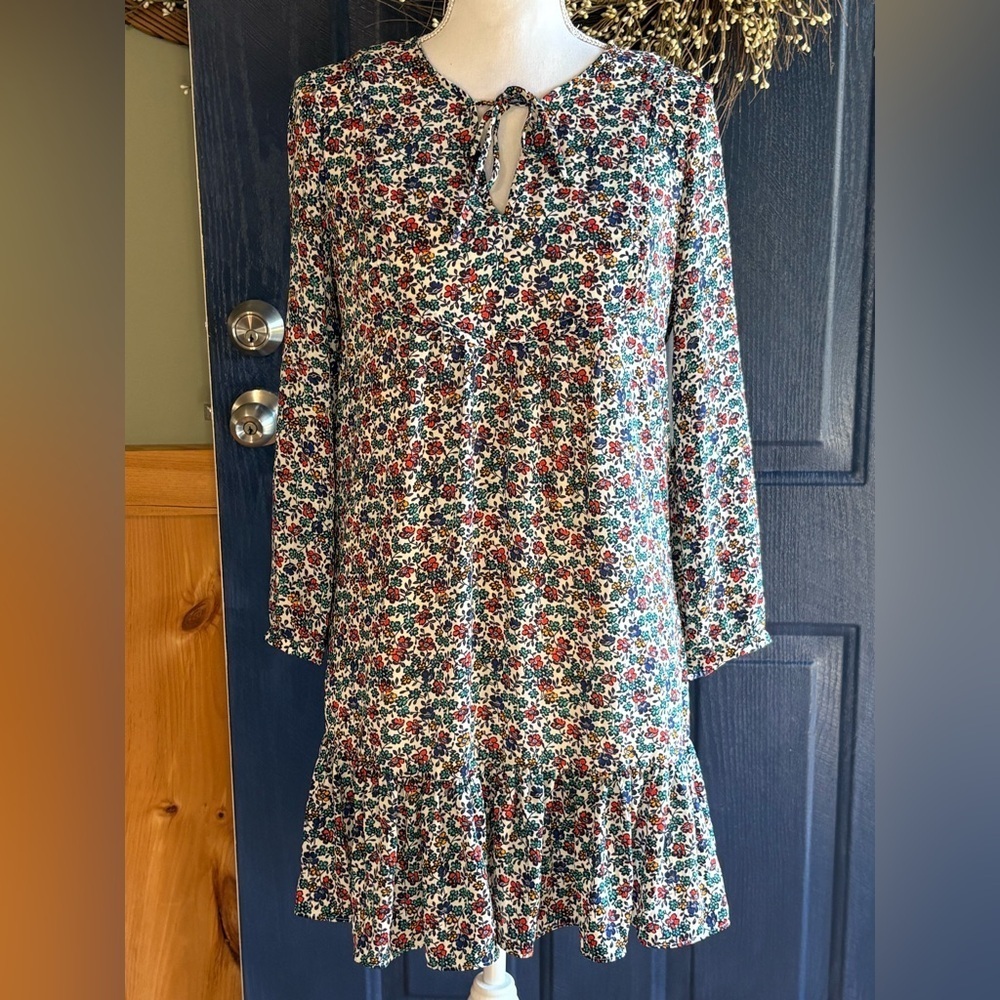 J. Crew Multicolor Floral Long Sleeve Dress